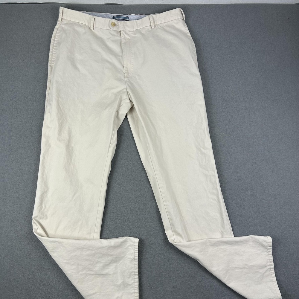 Peter Millar Pants Mens‎ 38 Off-White Pima Cotton Chino Flat Front Golf Casual